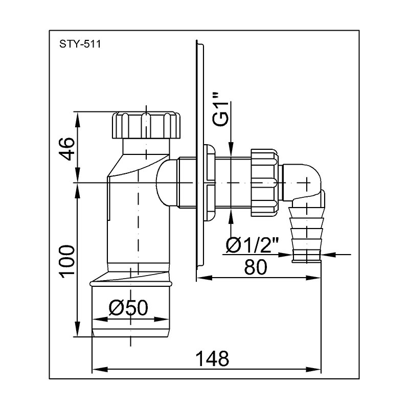 STY-511 - Podstenový sifon práčkový s nerez.krytkou