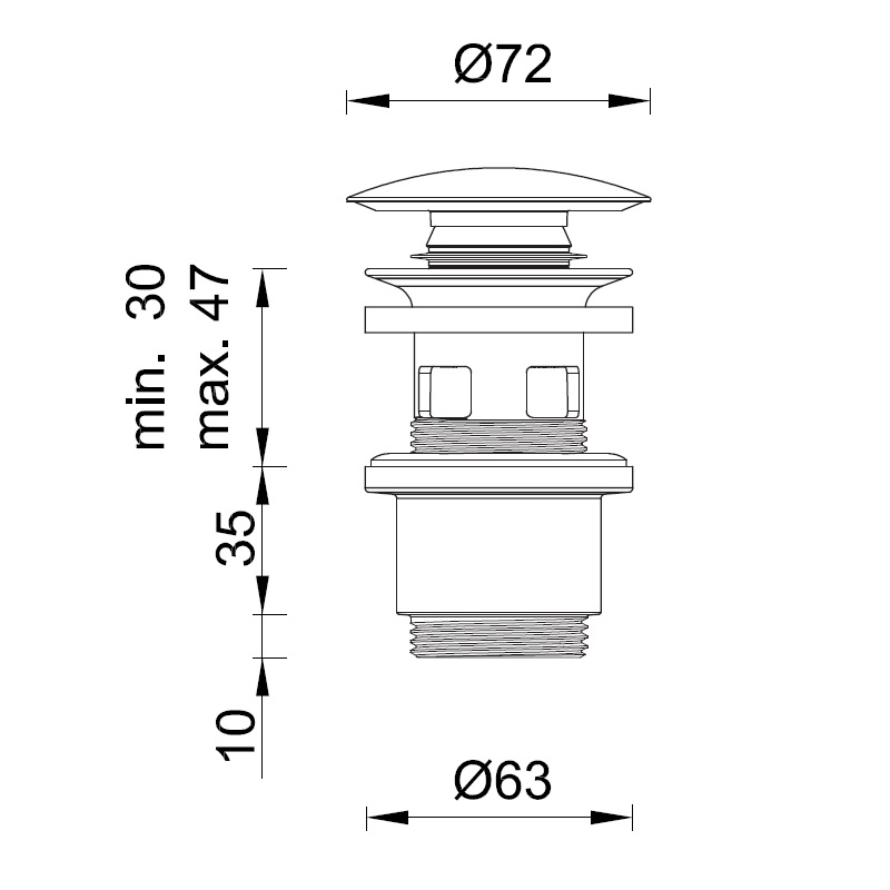 KL-05 - klik-klak umyvadlový ventil s 5/4" pripojením, (pre keramické umyvadla)