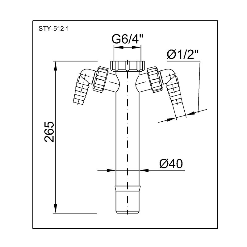 STY-512-1 - Spojovacia trubka s 2 prípojkami  (pr. 40mm )